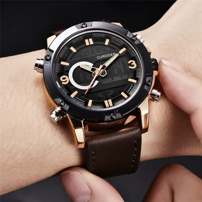 Istro DDEN-Montres chronographes en cuir pour hommes