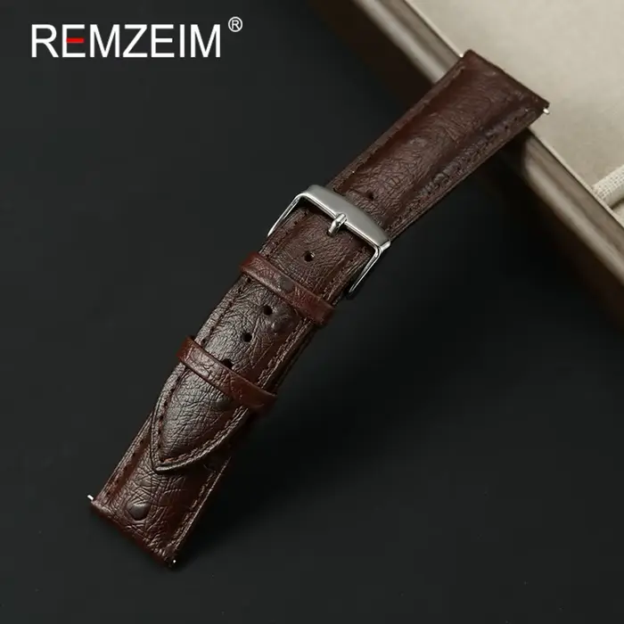 Bracelet de poignet en cuir motif d'autruche pour hommes et femmes avec boucle à ardillon et largeur variable 18mm 20mm 22mm