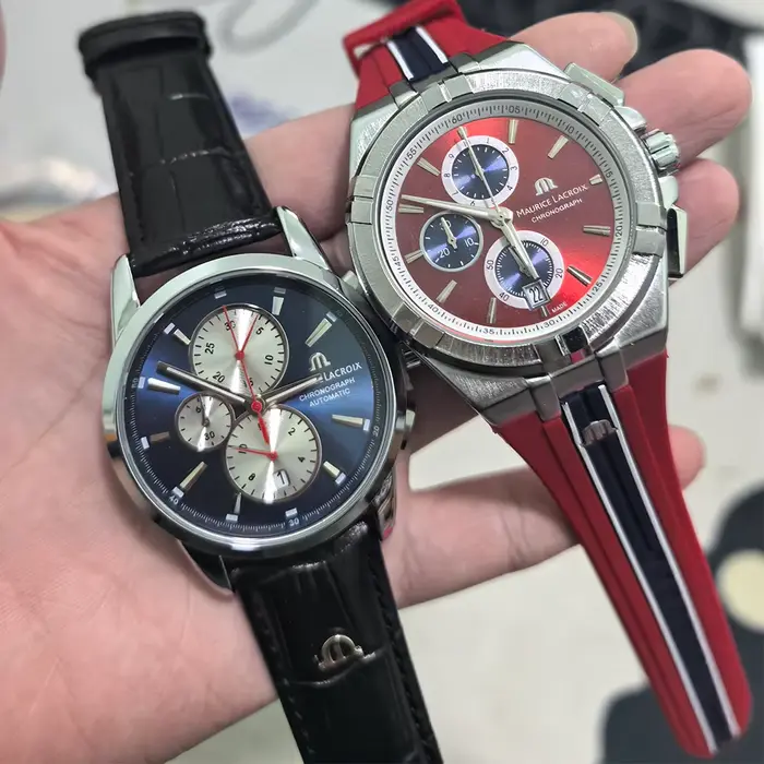 Montre Maurice Lacroix de luxe pour homme avec cadran luminescent et bracelet personnalisable pour activités sportives et événements formels