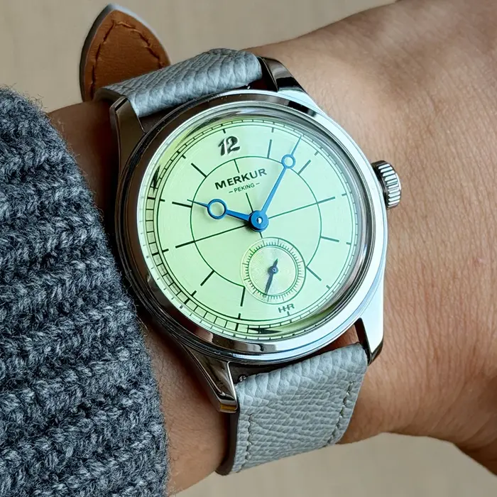 Nouvelle montre décontractée rétro MERKUR Cross Line Sector Dial Purple pour hommes
