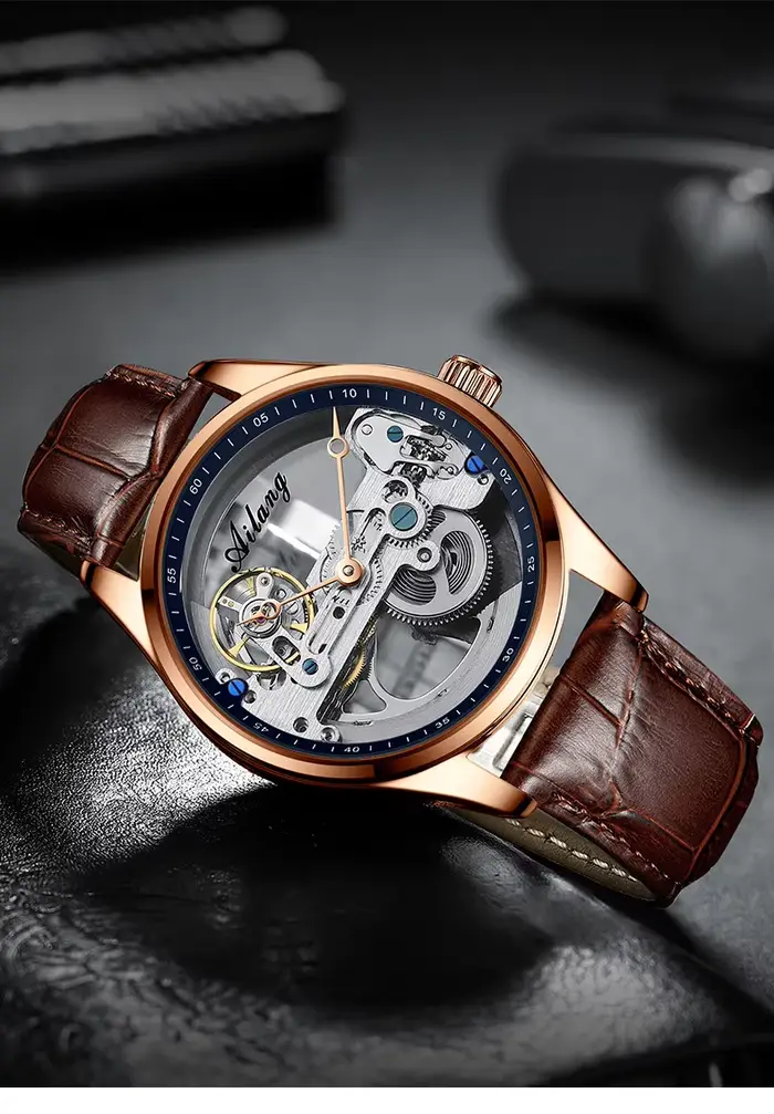 AILANG 8625 Montre mécanique automatique à mouvement squelette entièrement transparent pour homme