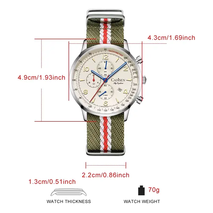 CADISEN montres pour hommes montre à Quartz de luxe