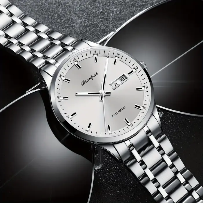 Dianpai montre mécanique entièrement automatique de luxe pour hommes Original en acier inoxydable calendrier nom