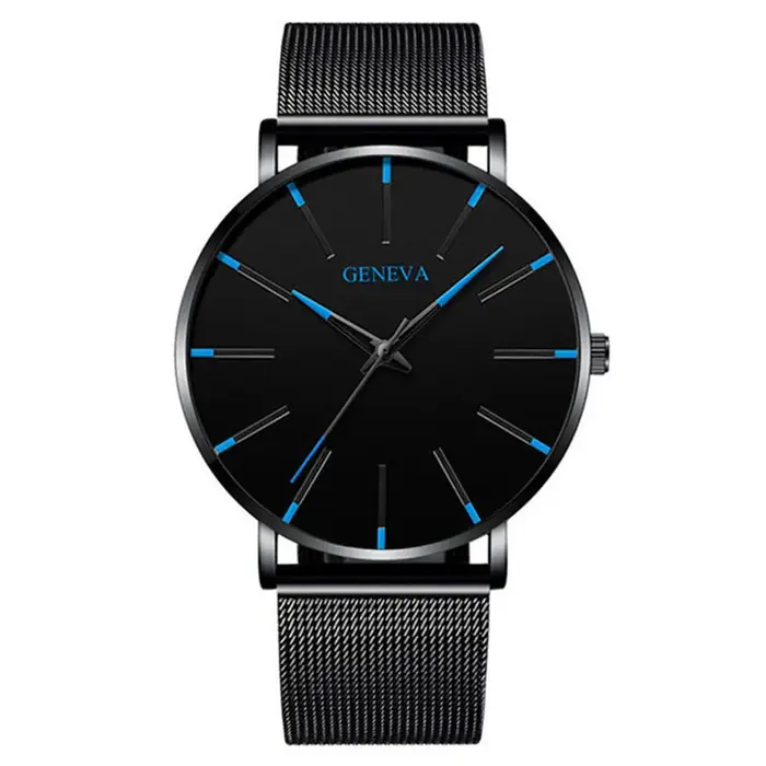 Montres à quartz avec bracelets en maille pour hommes et femmes