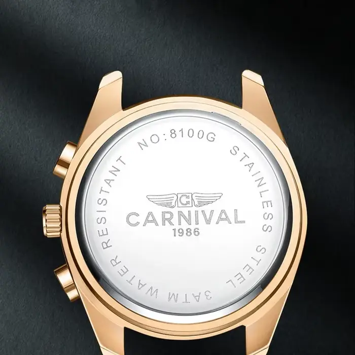 Carnaval marque de luxe en cuir chronographe montre à Quartz pour hommes mode sport militaire étanche calendrier montres Reloj Hombre