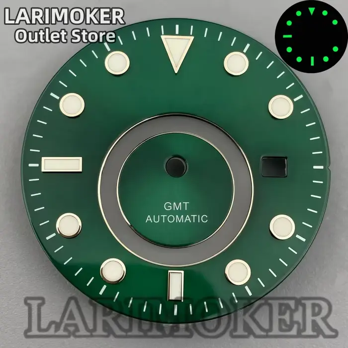 LARIMOKER – cadran lumineux vert mécanique automatique GMT de 31.5mm avec aiguilles