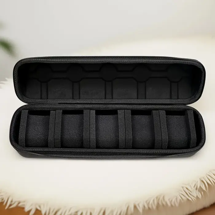 Étui de voyage robuste à 5 compartiments pour rangement des montres avec séparateur rembourré et poignée couvercle rabattable pour homme et femme occasions spéciales