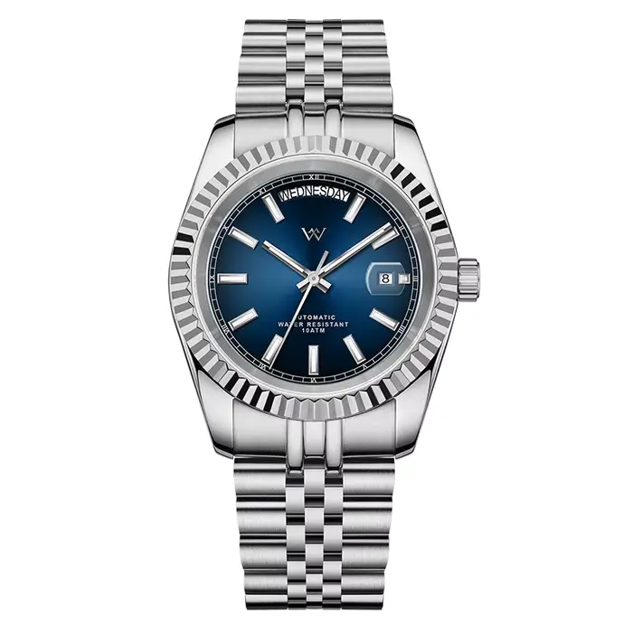 Montre mécanique WM homme style business décontracté résistante à l'eau affichage de la semaine cristal saphir automatique à remontage automatique