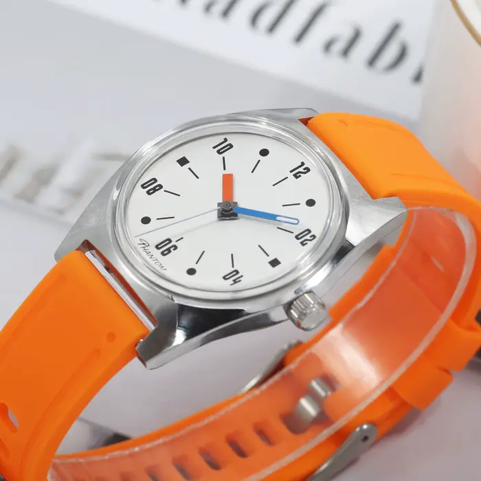 Montre mécanique VITEMPORA à remontage manuel avec bracelet en cuir pour homme, design Bauhaus, résistance à l'eau 3 bars, mouvement manuel, idéal pour toutes occasions et cadeaux spéciaux