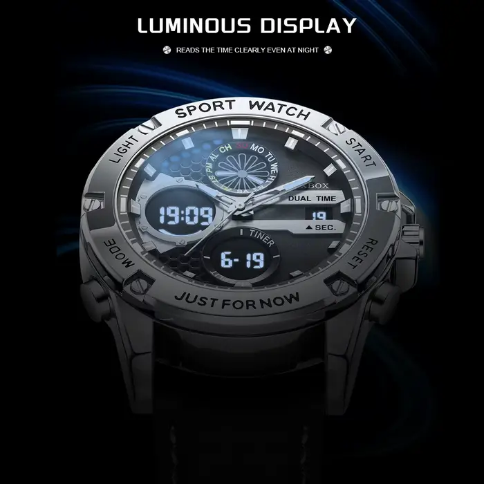 Montres militaires FOXBOX montres de sport chronographe double affichage analogique-digital robuste résistante à l'eau pour hommes aventuriers et collectionneurs