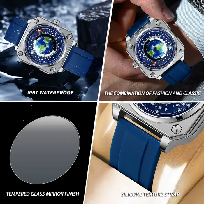 Montres-bracelets BINBOND Earth&Star Cool Quartz pour hommes, lumineuses, étanches, précises, sportives, durables, décontractées, Reloj