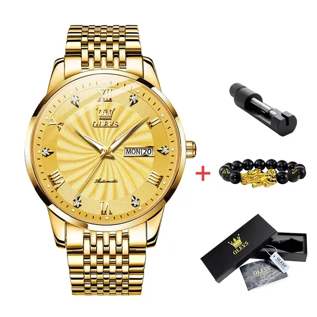 Montre OLEVS pour Hommes Automatique Mécanique Bracelet Acier Élégante Occasions Spéciales