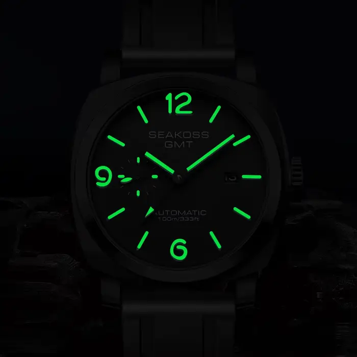 SEAKOSS 45mm plongée GMT montre automatique mécanique montres mouette ST2557 mouvement 10Bar calendrier lumineux