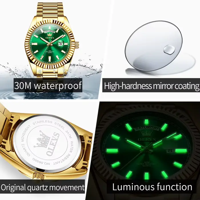 Montre de Luxe OLEVS 5650 Style Affaires Sport Chronographe Calendrier Complet Plongeur Résistante à L'eau Occasions Spéciales Hommes