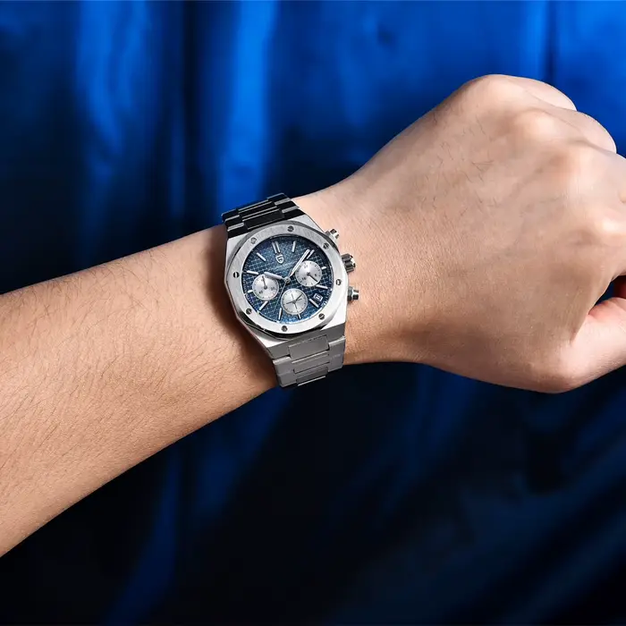 Montre-bracelet à quartz en acier inoxydable pour homme