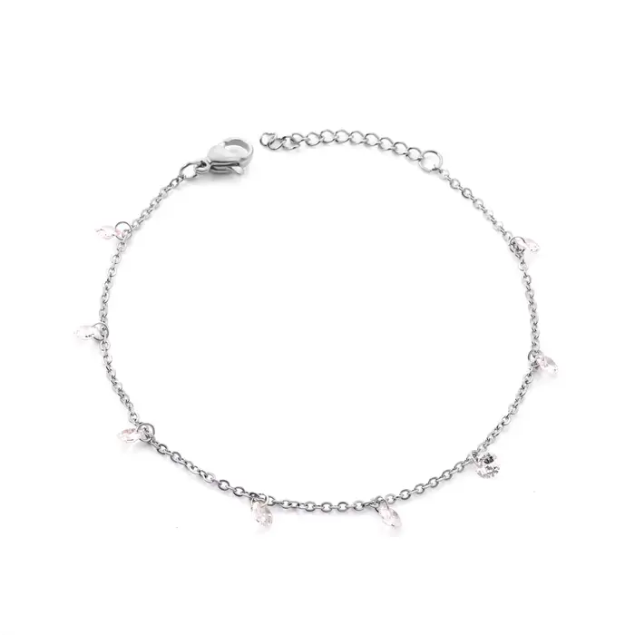 Bracelets de luxe en acier inoxydable pour femmes plaqué or couleur argent charme cubique zircone li