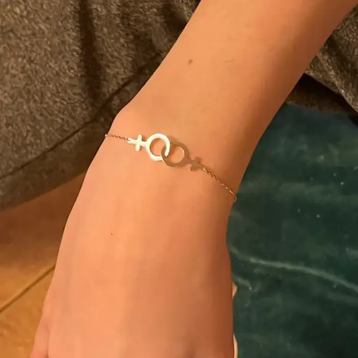 Bracelet Double Vénus Symdains pour Femme, Charme, Lesbienne, LGBT, Girlslove, LES, Acier Inoxydable