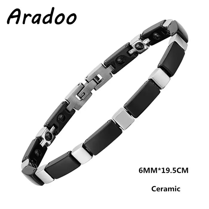 Bracelet en céramique pour hommes, Art minimaliste, luxe, magnétique, titane, acier, hématite, maill