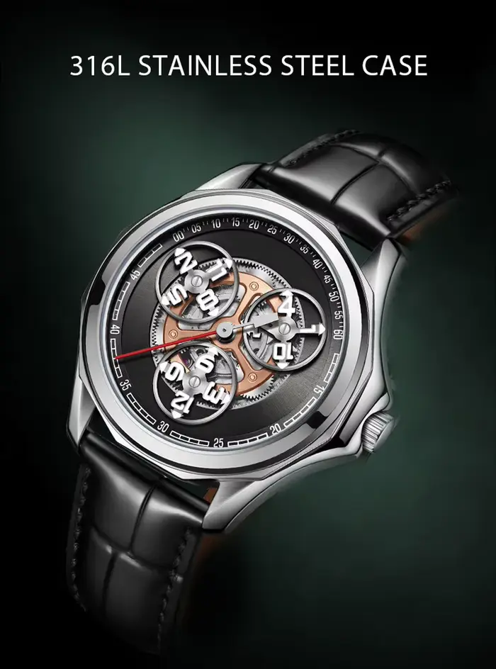 Montre mécanique LOBINNI pour homme édition limitée automatique avec cristal de saphir pour diverses occasions formelles et informelles