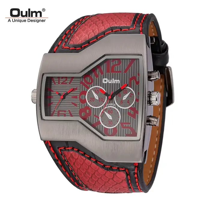 Oulm montres Top marque de luxe montre à Quartz militaire Unique plusieurs fuseaux horaires bracelet
