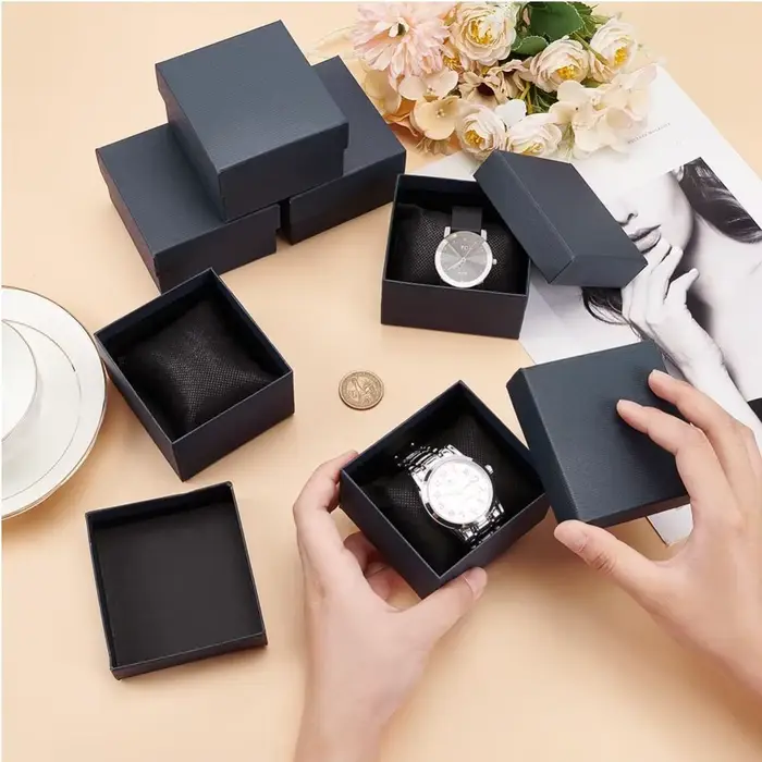 Boîtes de rangement de bijoux en carton kraft bronze pour montres bracelets et autres accessoires de mode occasions spéciales