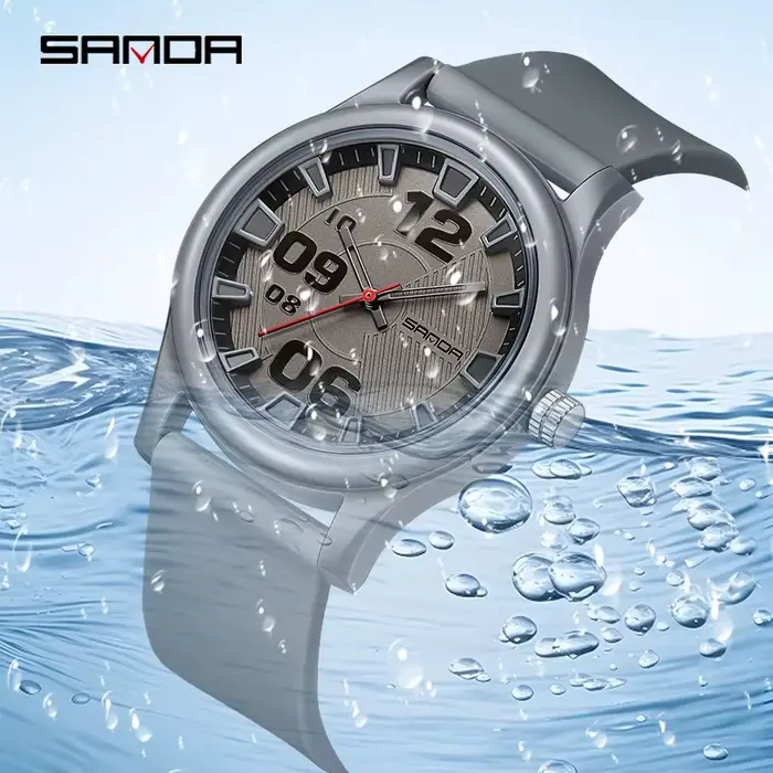 Montre SANDA en résine et silicone résistante à l'eau, avec mouvement quartz, pour femmes mode et décontractées, occasions quotidiennes et sportives