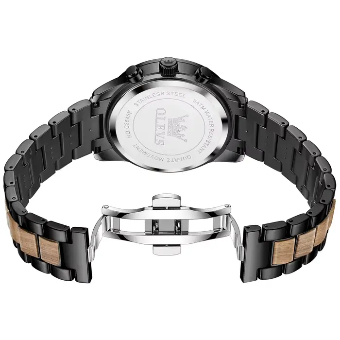 OLEVS montres pour hommes de luxe Original en bois Quartz montre-bracelet étanche lumineux Date montre pour homme Reloj Hombre