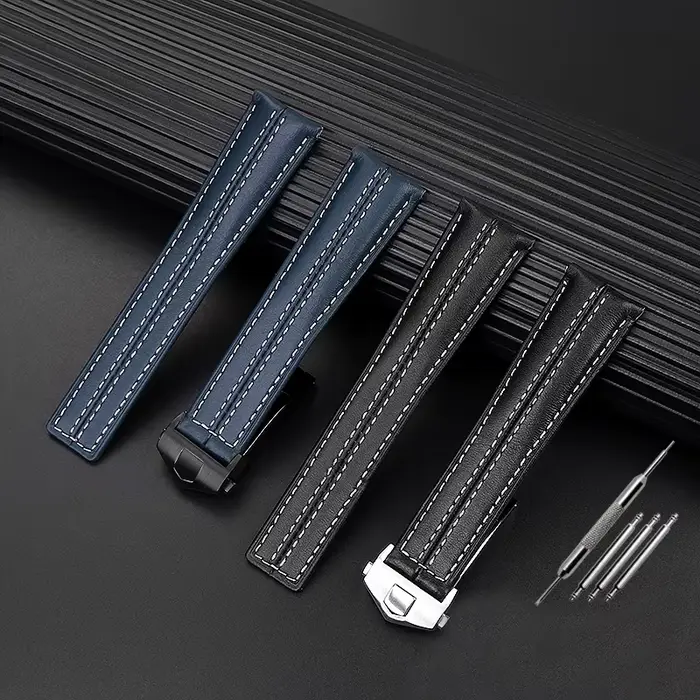 Bracelet de montre en cuir véritable noir pour Tag Heuer Carrera série Porsche co-marqué marron pour femmes et hommes occasions spéciales