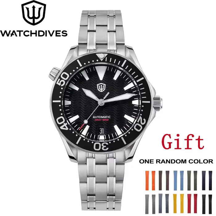Watchdives 39mm montre WD007ST NTTD NH35 mouvement automatique bombé saphir C3 montres lumineuses 200M étanche hommes