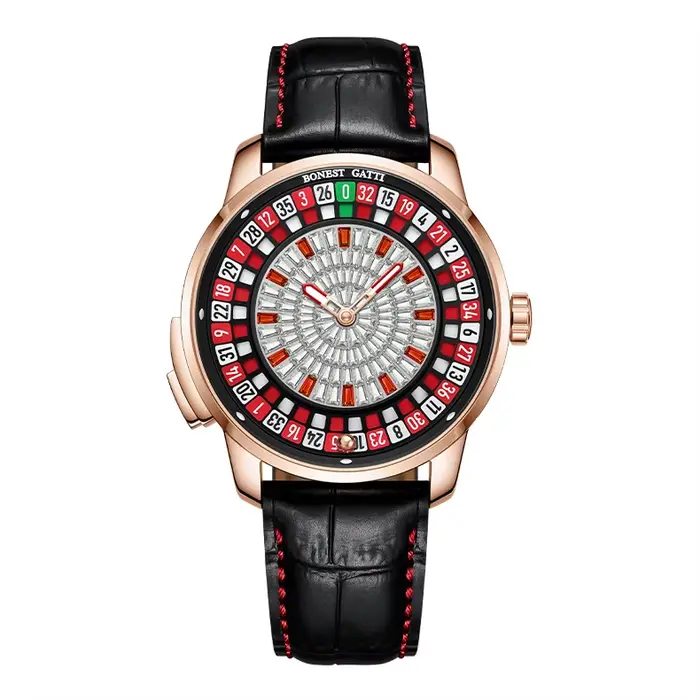 BONEST GATTI nouveaux hommes montre mécanique mouvement automatique cadran rotatif chiffres arabes R