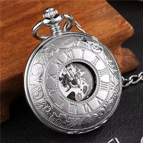 Montre à gousset — Montre mécanique Vintage pour hommes, boîtier ouvert sur 2 côtés, Double visage, 