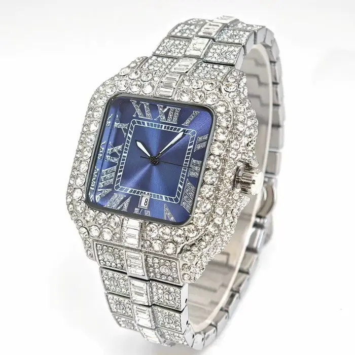 UNIGUET montre carrée pour hommes mode glacé montres à Quartz homme Hip Hop diamant bijoux montre-bracelet Rock garçon Reloj Hombre