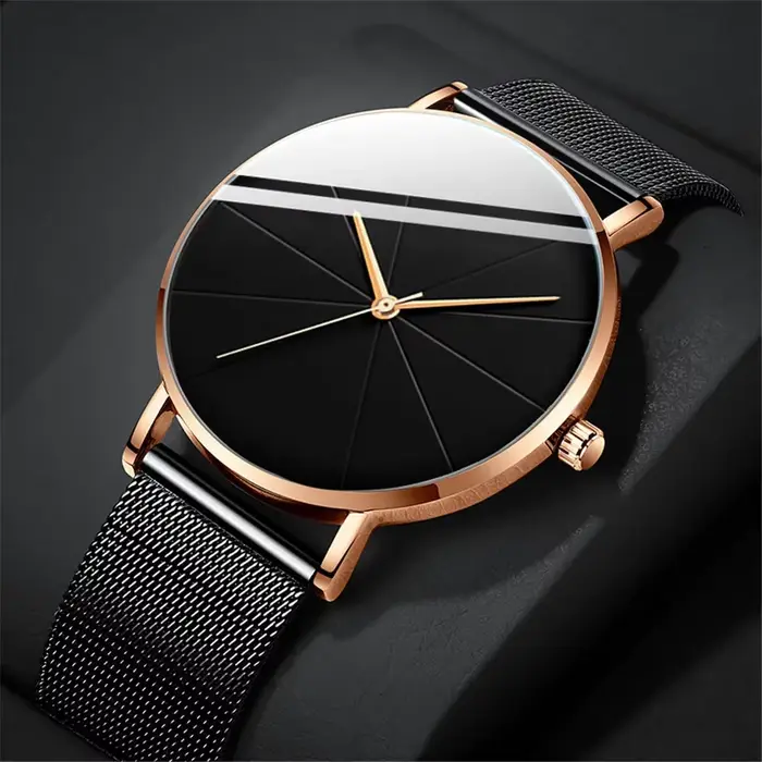 Montre à Quartz à pointeur rond décontracté