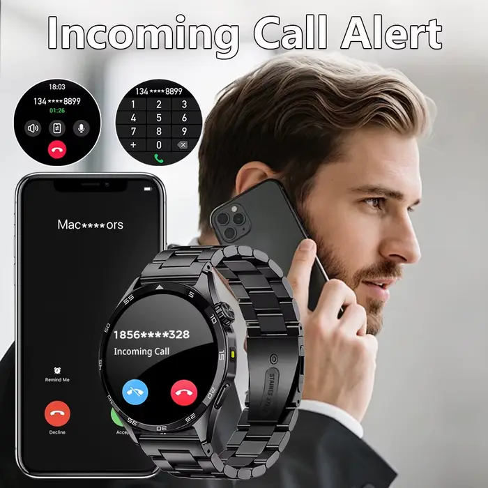 Montre connectée ERUN pour homme tracker d'activité appel et SMS sans fil écran TFT HD compatible iPhone Android occasions spéciales