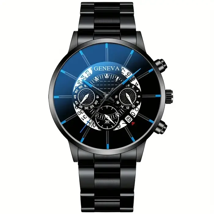Montre RUNERR à Quartz avec Bracelet en Acier Inoxydable pour Homme Occasions Spéciales Elégante Fonction Calendrier