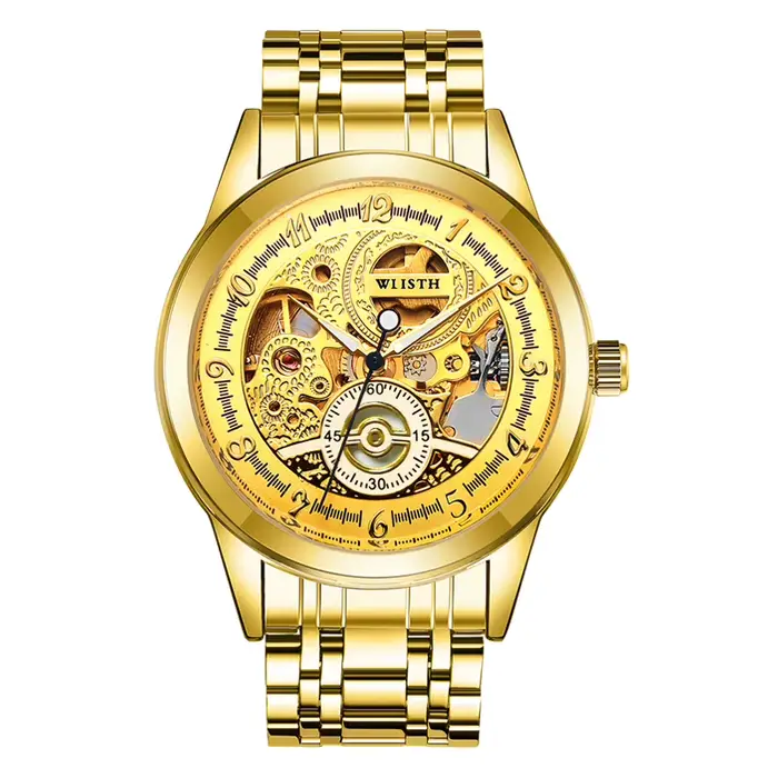 Nouvelles montres mécaniques rétro gravées, montre automatique pour hommes, aiguilles lumineuses dor