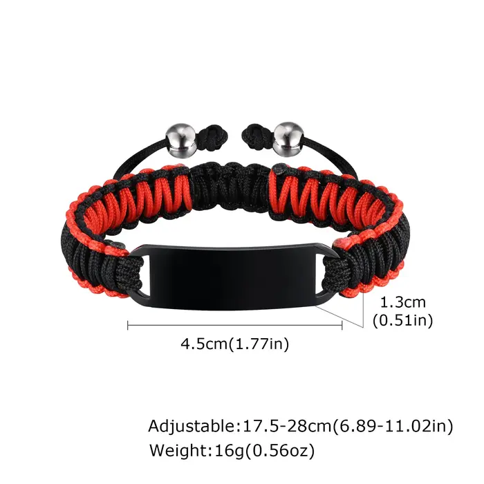 Bracelet tressé en Nylon à graver gratuitement pour hommes et garçons