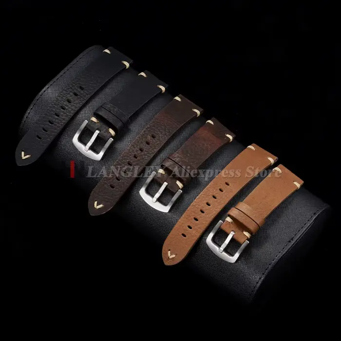 Bracelet de montre en cuir véritable fait à la main