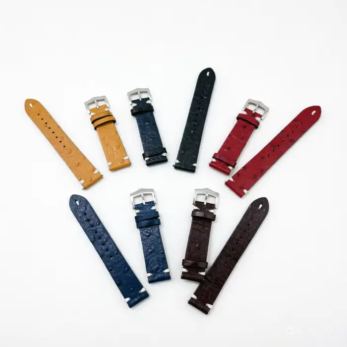 Nouvel Arrivage Bracelet de Montre en Cuir Grain d'Autruche 20mm 22mm avec Boucle Ardillon