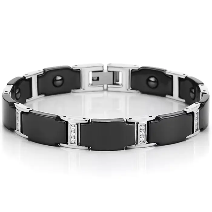 Bracelet Magnétique en Céramique Acier Inoxydable Pour Homme Géométrique Hématite Occasions Spéciales Cadeau Anniversaire