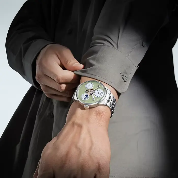 Montre Mécanique Automatique de Luxe pour Homme avec Mouvement Apparent et Indication des Phases Lunaires Occasions Spéciales Affaires