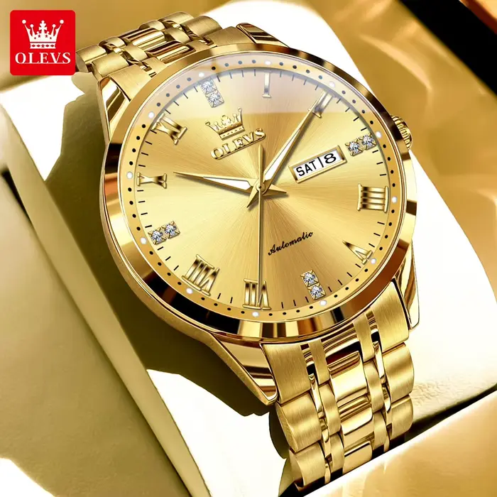 OLEVS affaires or hommes montres haut de gamme de luxe automatique montre mécanique