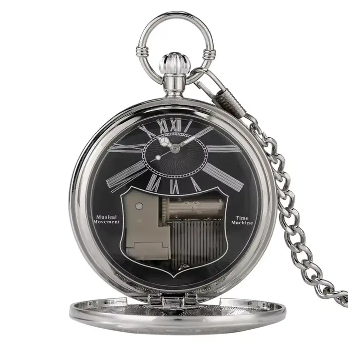Montre de poche musicale en argent