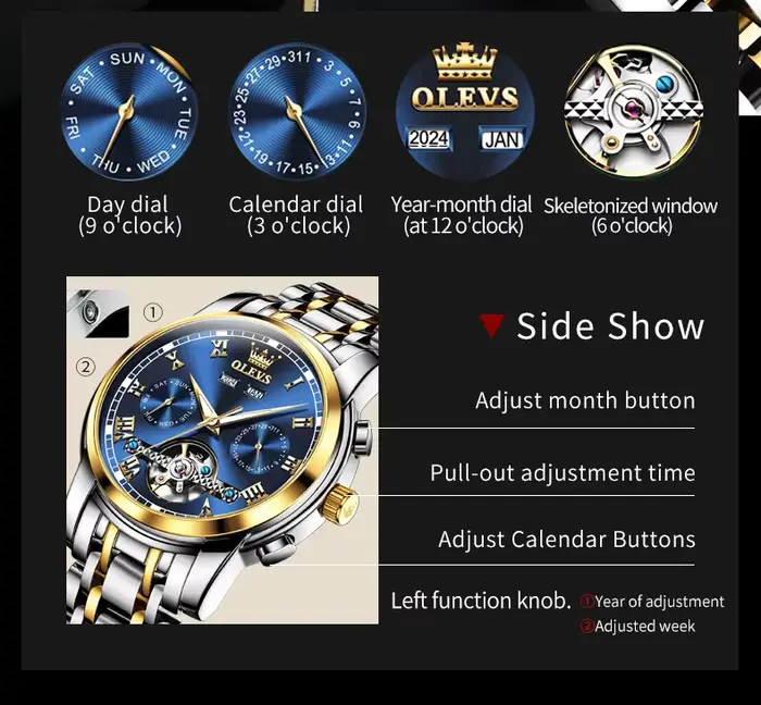 OLEVS 6607 montres automatiques pour hommes montre mécanique originale