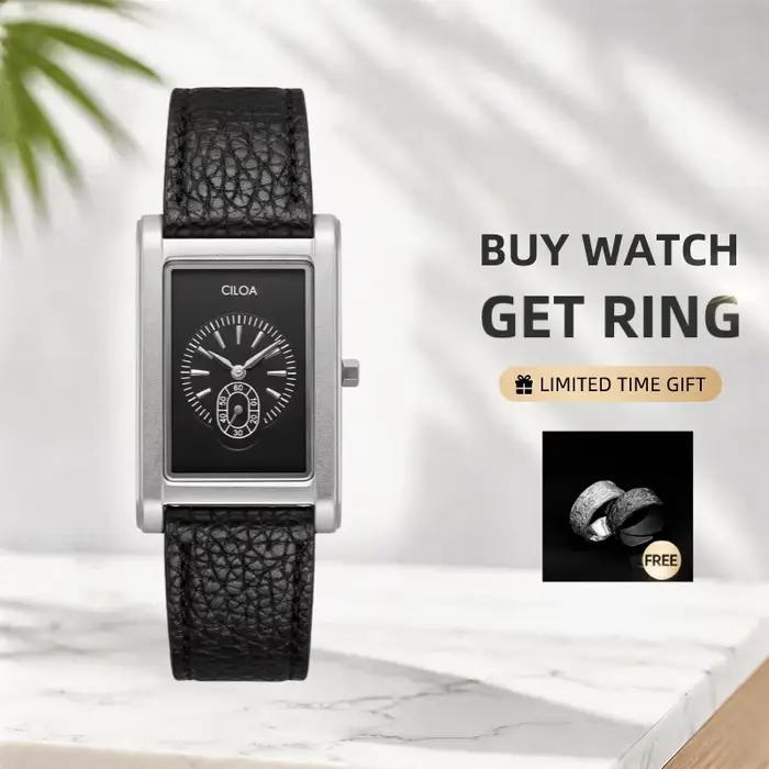 Montre CILOAtank Carré haute qualité pour hommes élégante et résistante aux chocs et à l'eau pour différentes occasions