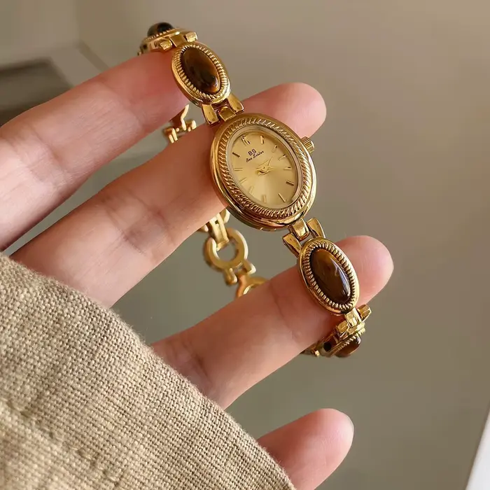 Montre de luxe BS bee sister en jade avec bracelet à quartz pour femmes occasions spéciales élégantes