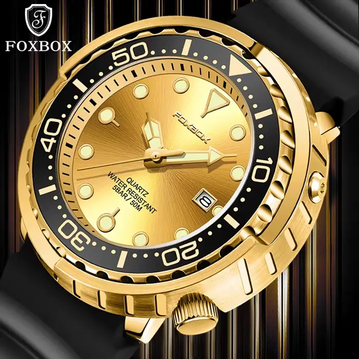 LIGE mode montre en or pour hommes haut de gamme de luxe 50M étanche
