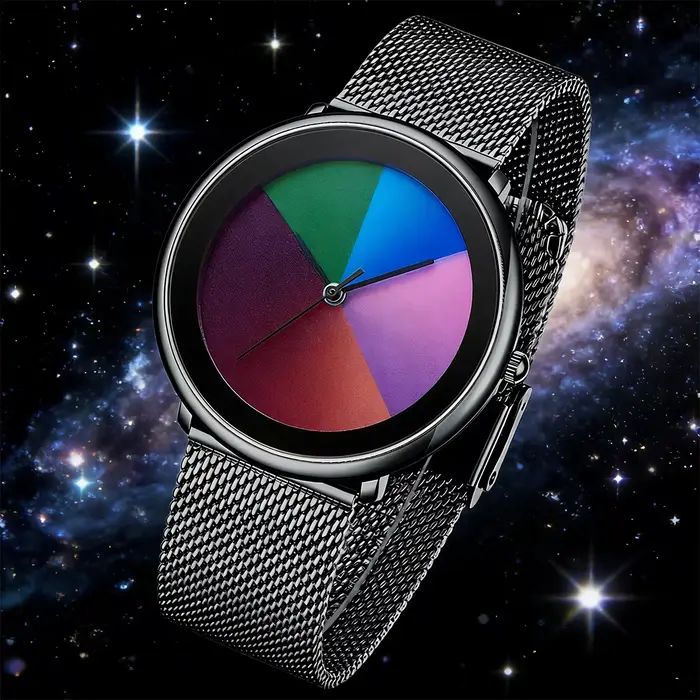 Montre LIGE Femme avec Cadran Changeant de Couleur, Bracelet en Maille, Étanche et Quartz Pour Femmes Occasions Spéciales Casual