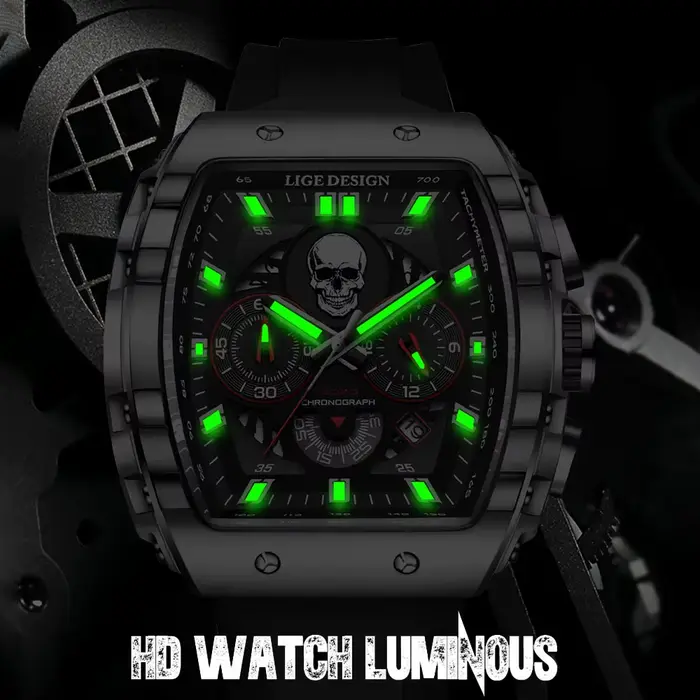 Montre homme LIGE, cadran squelette