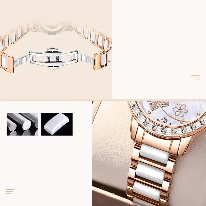 Montre-bracelet mécanique en diamant pour femme